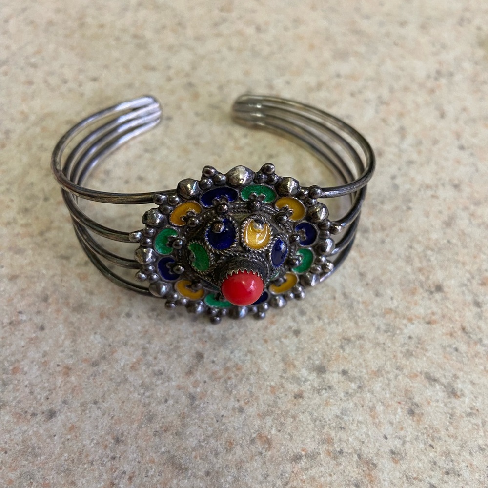 Colorful silver bracelet - small wrist.